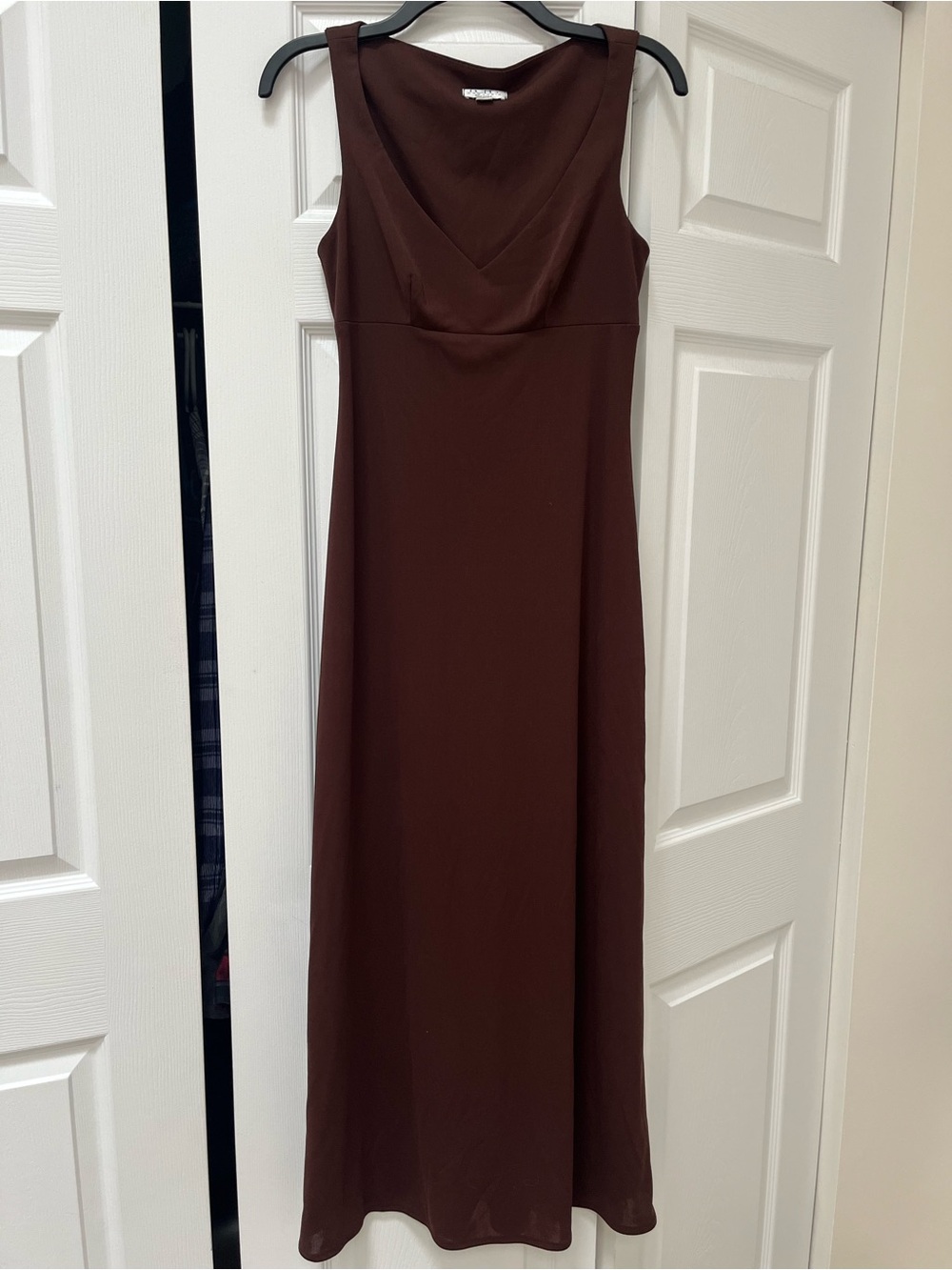 Vintage BCBG Max Azria Chocolate Brown Mesh Trim Maxi Dress S